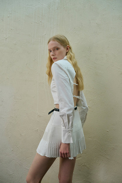 Open back shirt & skirt