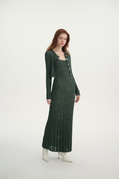 Pointelle cropped cardigan
