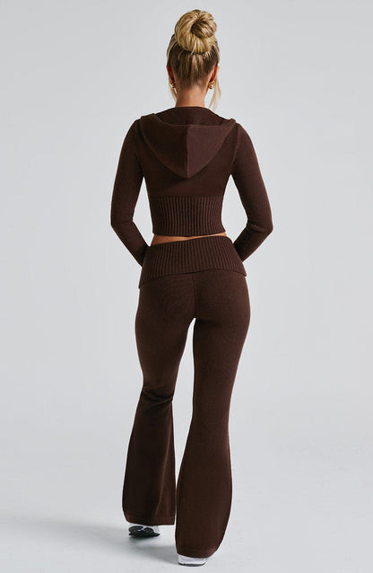 Portia Knit Hoodie - Chocolate Tops Babyboo Fashion Premium Exclusive Design