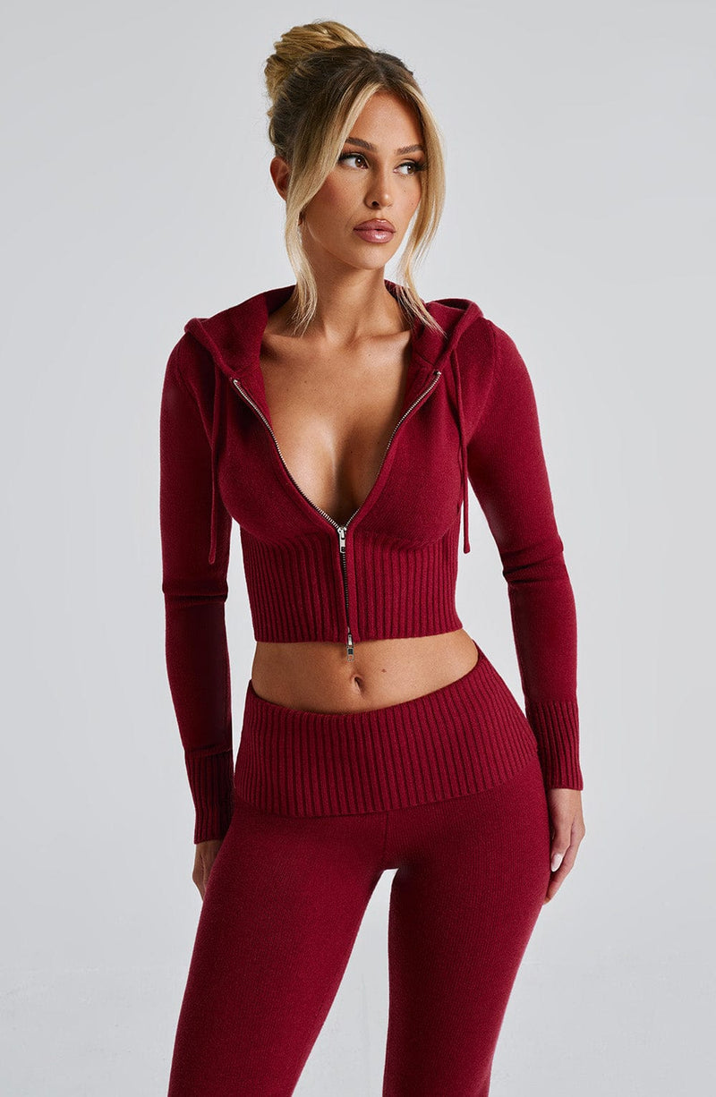 Portia Knit Hoodie - Red Tops Babyboo Fashion Premium Exclusive Design