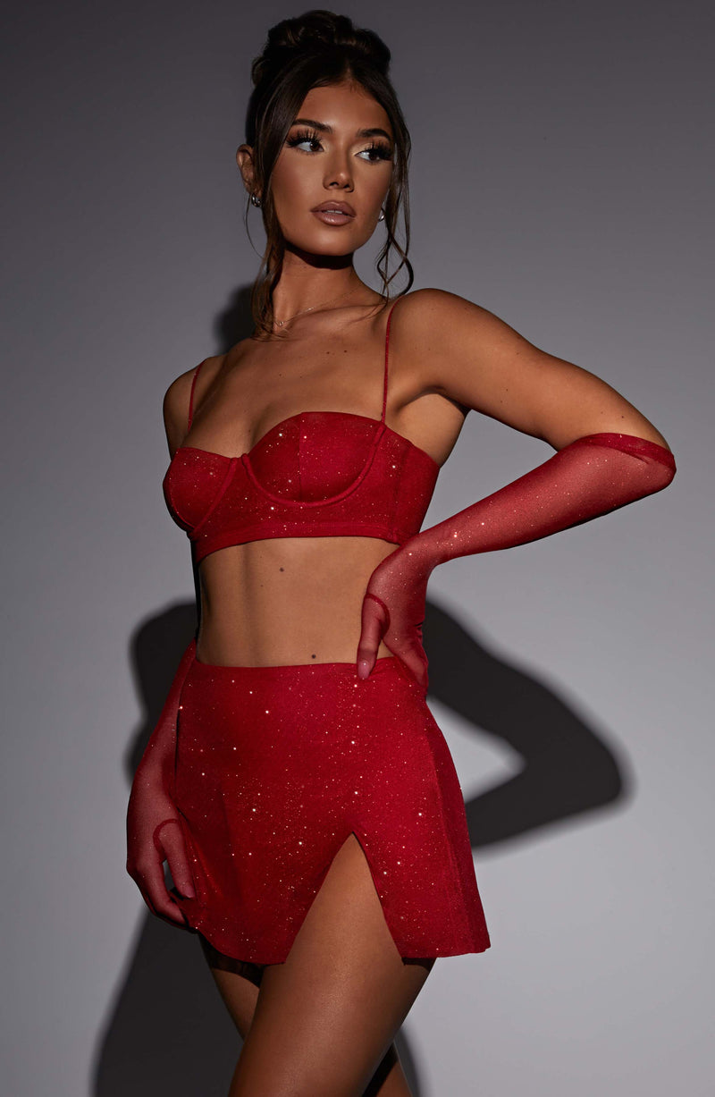 Posie Mini Skirt - Red Sparkle Skirt XS Babyboo Fashion Premium Exclusive Design