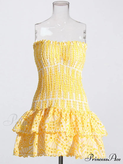 Printed Ruched Tube Mini Dress - Free From Label