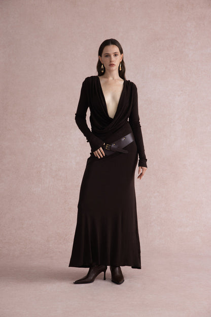 Reversible front-back maxi dress