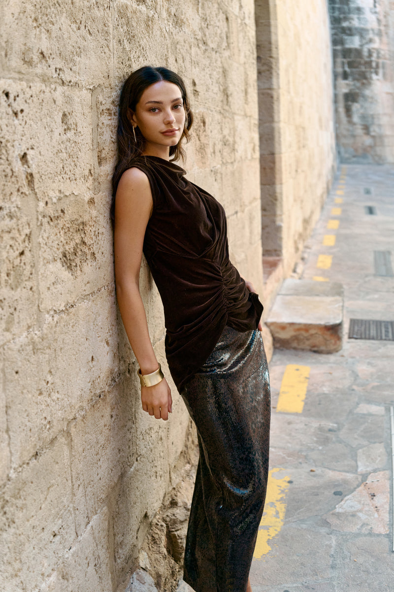 Ruched velvet top
