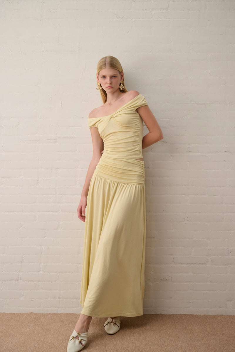 Ruched waist maxi skirt