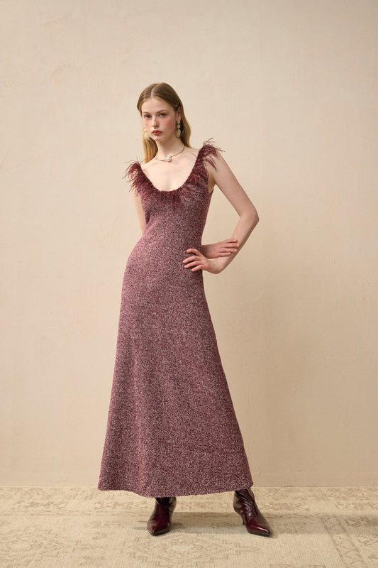 Scoop neck cotton wool dress