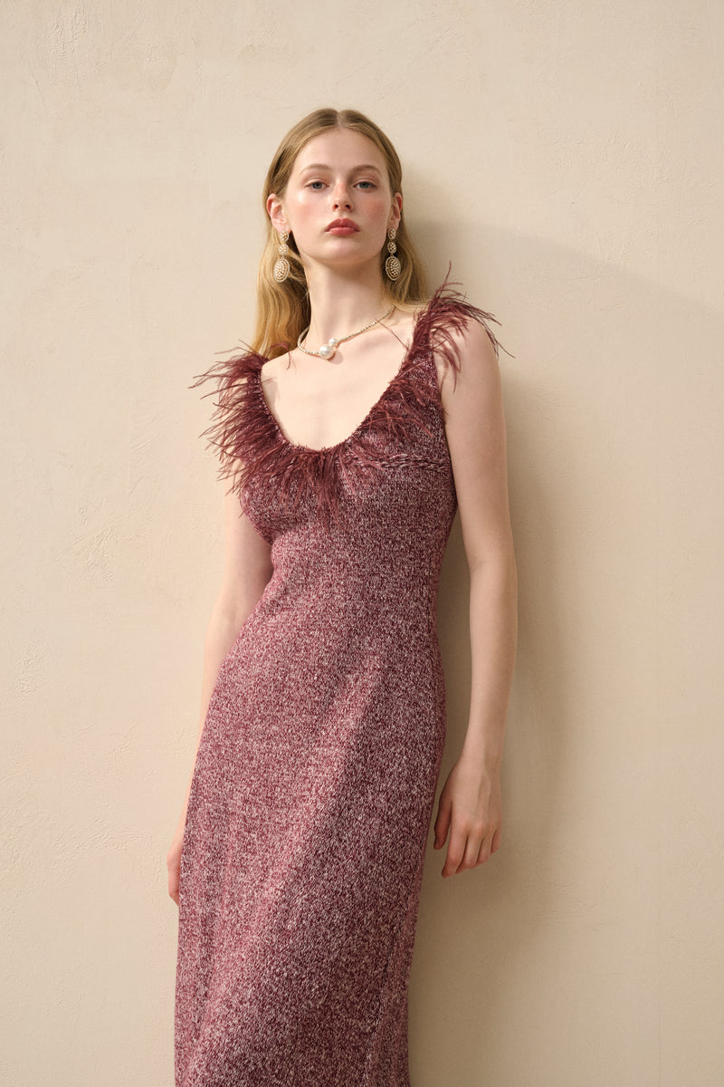Scoop neck cotton wool dress