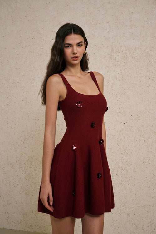 Sequin floral mini dress