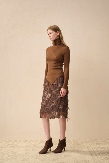 Sequin fringed skirt