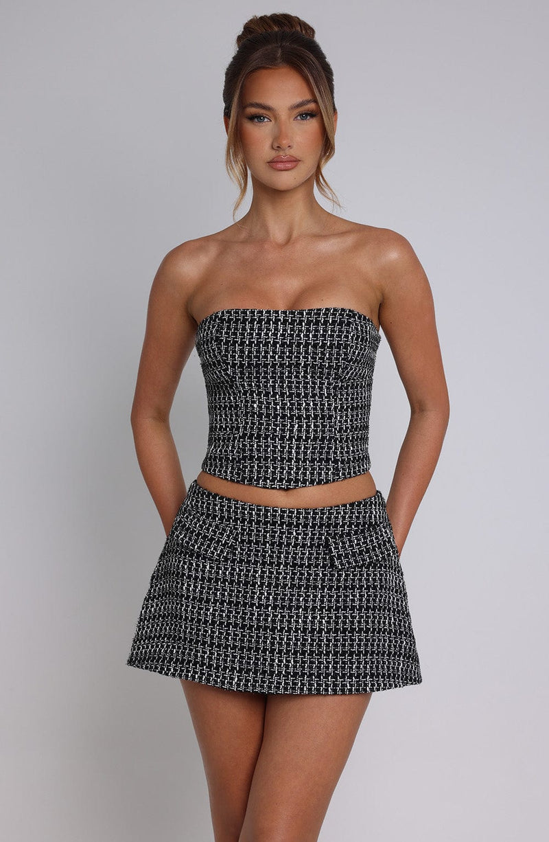 Tabitha Mini Skirt - Black/White Skirt Babyboo Fashion Premium Exclusive Design