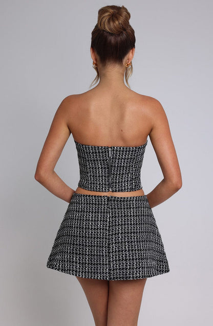 Tabitha Mini Skirt - Black/White Skirt Babyboo Fashion Premium Exclusive Design