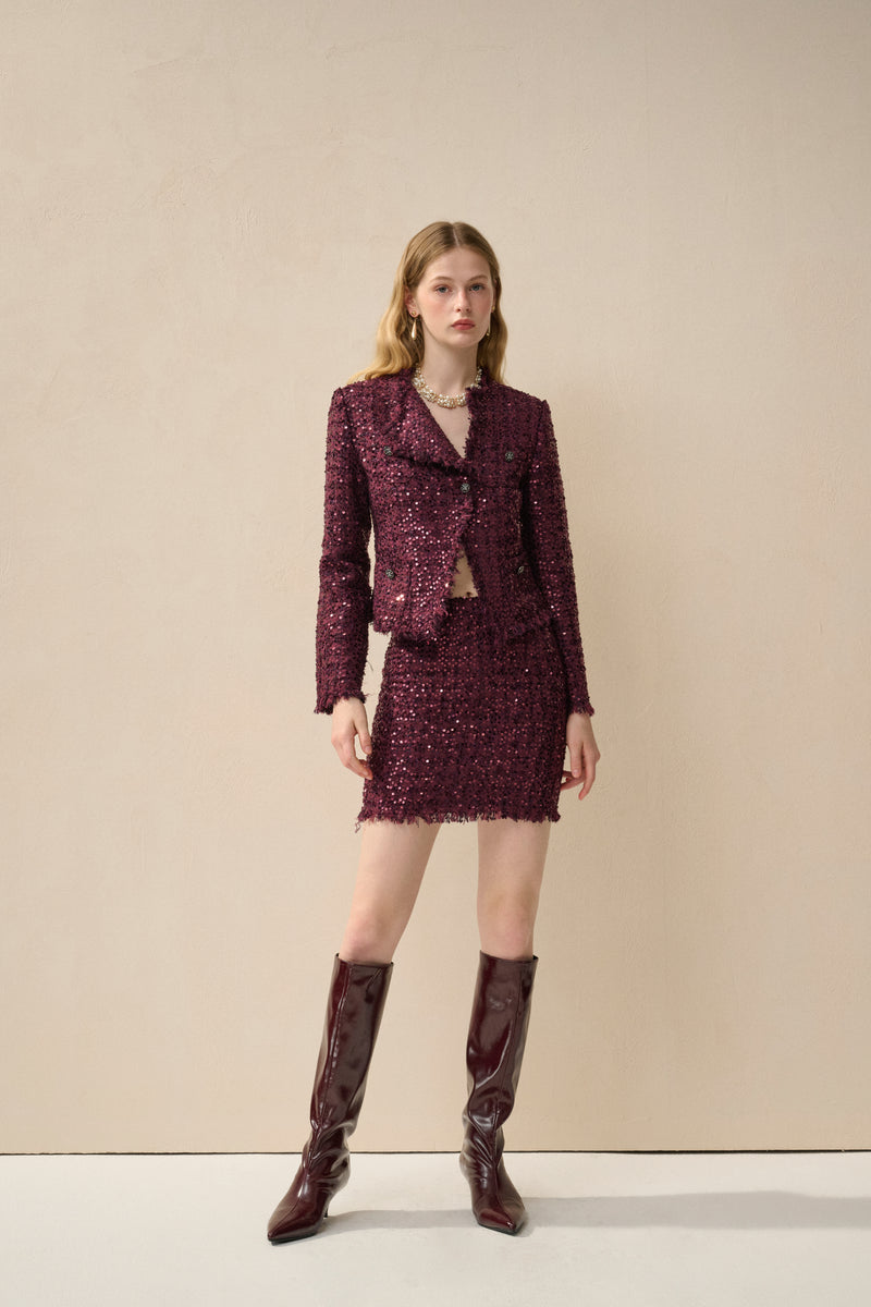 Tweed sequin mini skirt