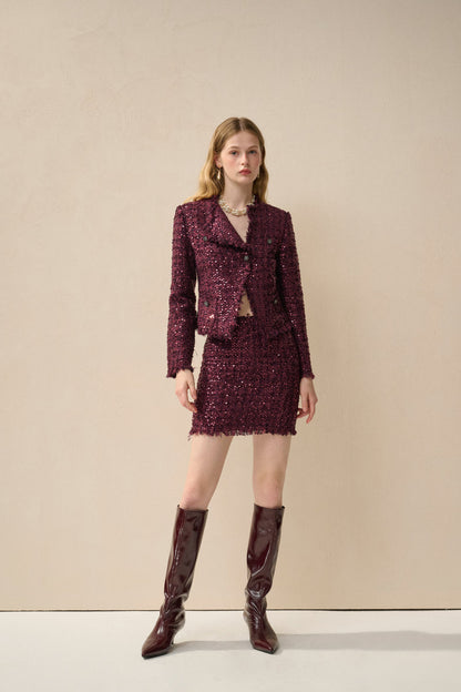 Tweed sequin mini skirt