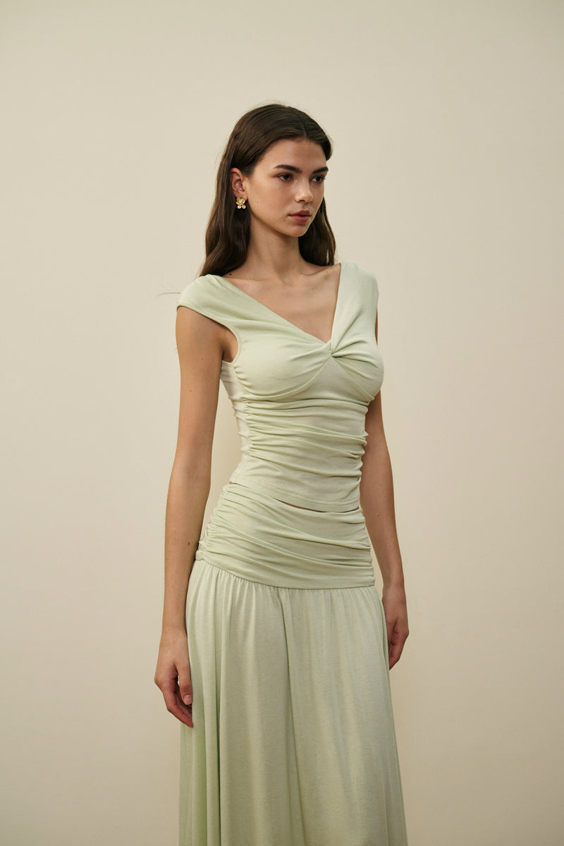 V neck ruched waist top