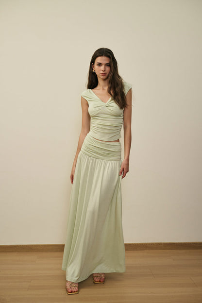 V neck ruched waist top