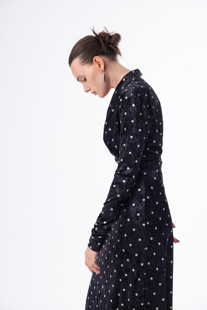 Velvet polka dot dress