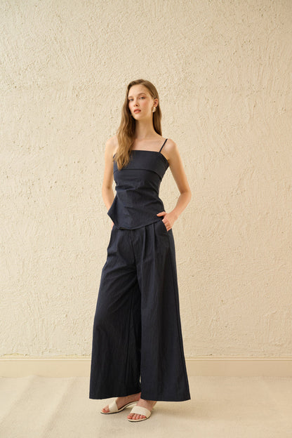 Wide leg denim pants