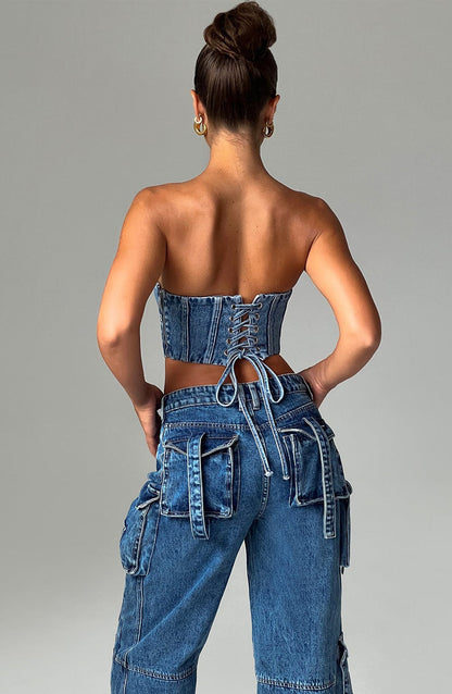 Yasie Corset - Dark Wash Tops Babyboo Fashion Premium Exclusive Design